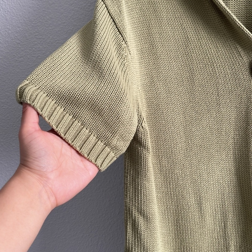 J.Jill Women Size M Green Short Sleeve One-Button Knit Sweater Top - Picture 4 of 8